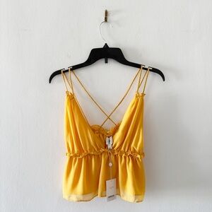 NEW Cami NYC Silk Marlene Plunge Braided Strap Low Back Mango Cami Top Small (S)